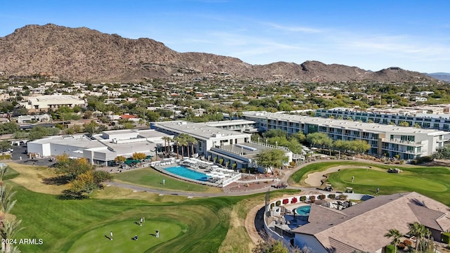 drone / aerial view with a mountain view