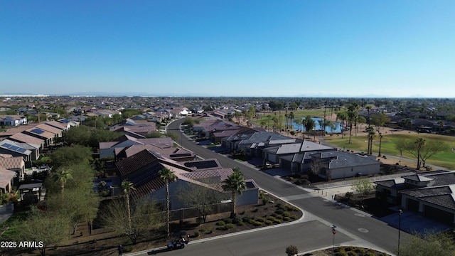 aerial view featuring a residential view and a water view