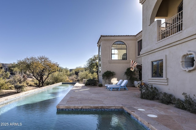 view of swimming pool with a patio