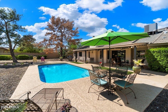 view of pool featuring a patio