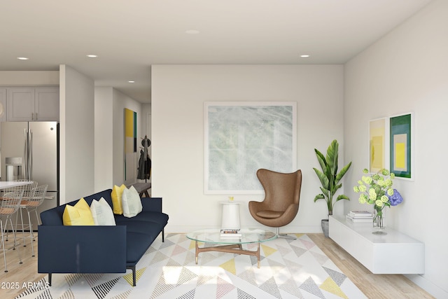 living room featuring light wood-type flooring