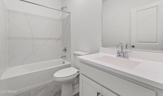 full bathroom featuring tile patterned floors, shower / tub combination, vanity, and toilet