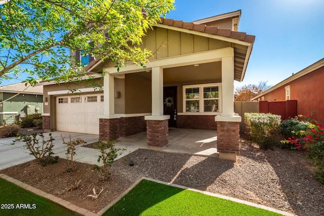 craftsman inspired home featuring a garage