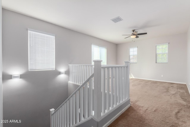 hallway with carpet floors