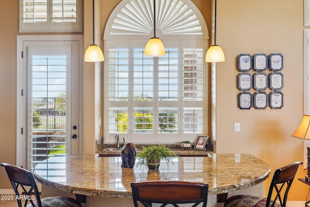 dining space with sink and a wealth of natural light