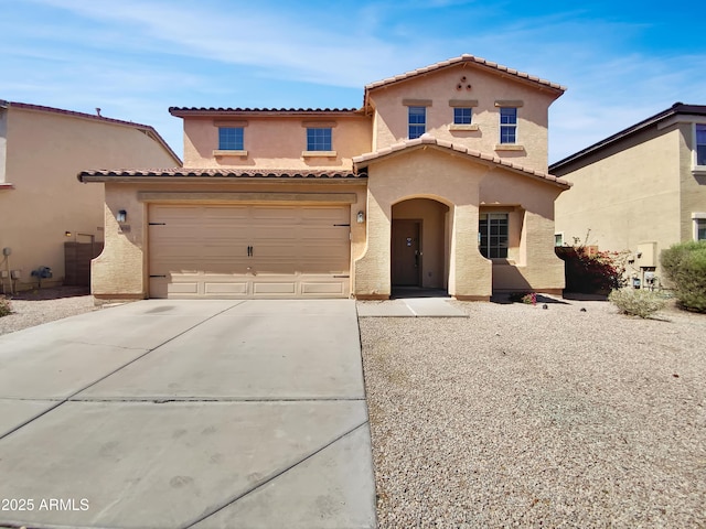 43530 W Eddie Way, Maricopa, AZ 85138 - mediterranean / spanish home with stucco siding, a tile roof, and concrete driveway