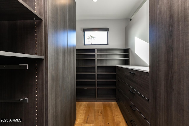 walk in closet featuring light wood-type flooring