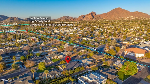 drone / aerial view with a mountain view