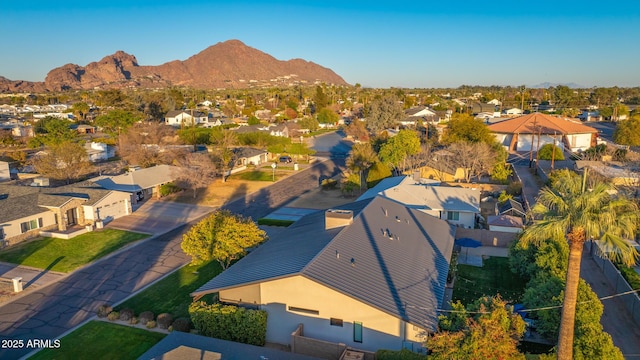 drone / aerial view with a mountain view