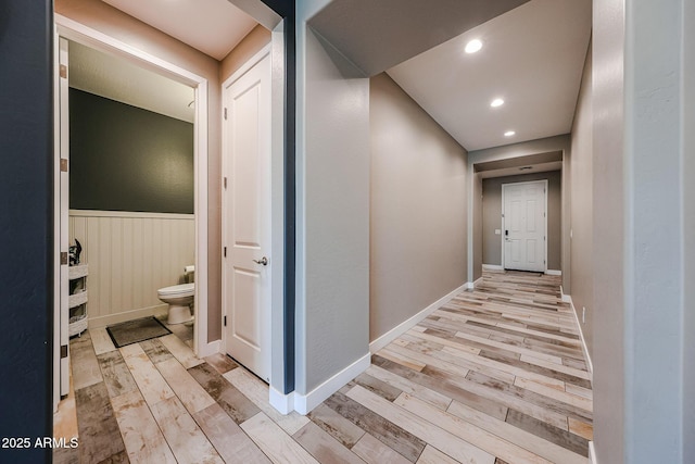 3907 S 75th Dr, Phoenix, AZ 85043 - hall with light wood finished floors, wainscoting, and recessed lighting
