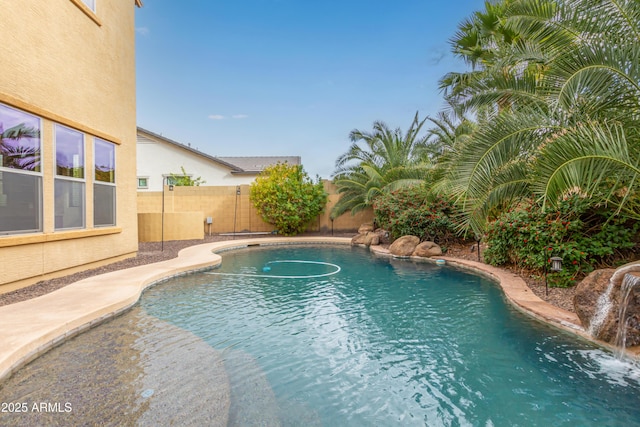 view of pool featuring pool water feature