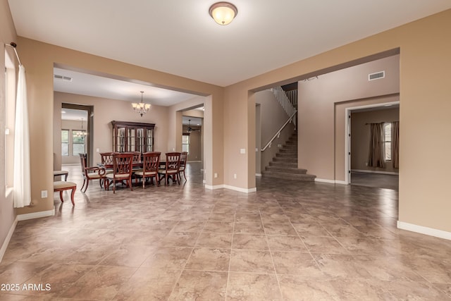 interior space with a chandelier