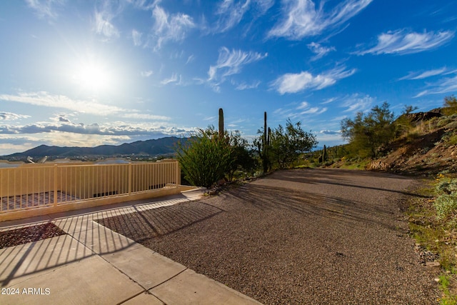 exterior space featuring a mountain view