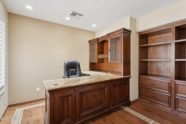 4718 E Woburn Ln, Cave Creek, AZ 85331 - unfurnished office featuring dark wood finished floors, baseboards, and recessed lighting