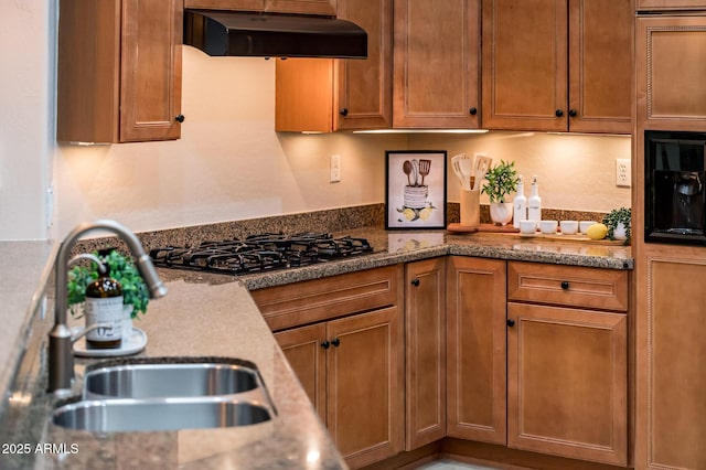 kitchen with sink and black gas cooktop