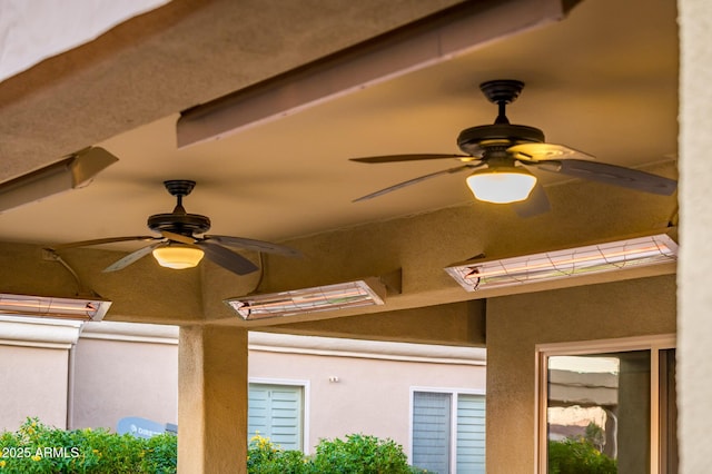 exterior details with ceiling fan