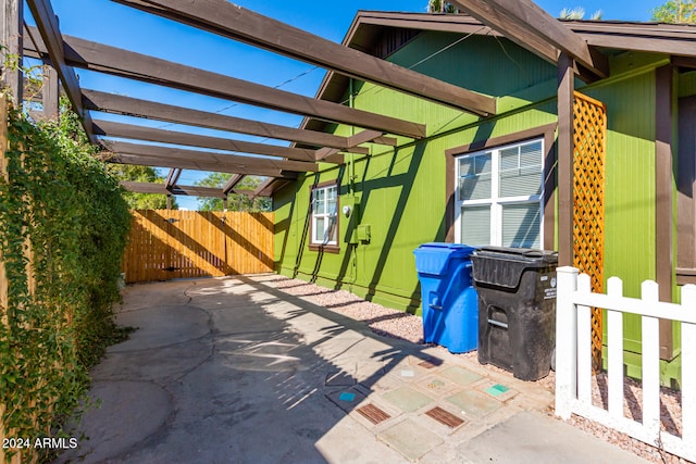 view of patio / terrace featuring a pergola