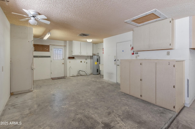 garage featuring water heater