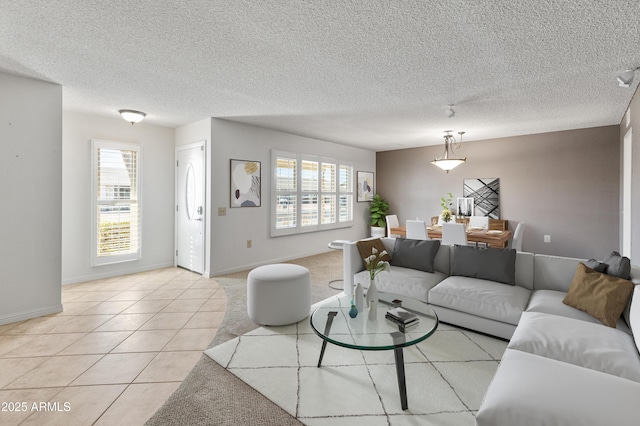 view of tiled living room