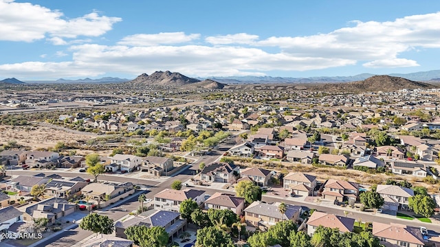 bird's eye view featuring a residential view and a mountain view