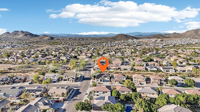 bird's eye view with a residential view and a mountain view