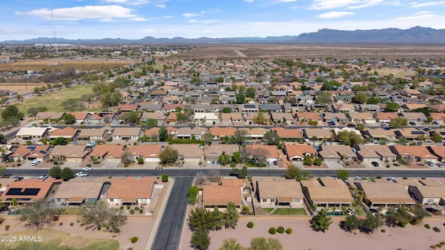 bird's eye view featuring a residential view and a mountain view