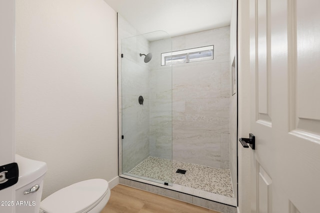 14239 N Edgeworth Dr Unit A, Fountain Hills, AZ 85268 - full bathroom with toilet, a shower stall, and wood finished floors