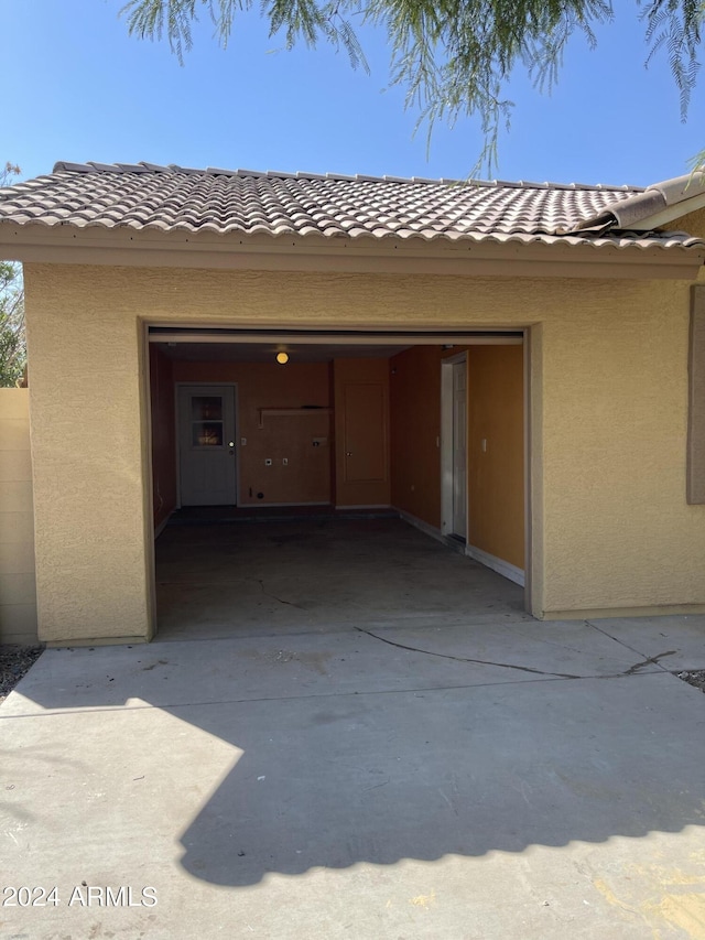 view of garage