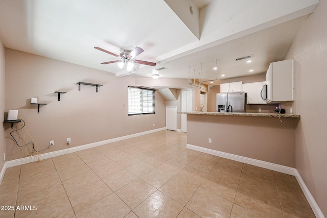 2301 E University Dr Unit 210, Mesa, AZ 85213 - unfurnished living room with a ceiling fan, light tile patterned flooring, and recessed lighting