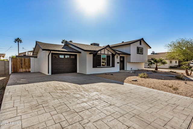 view of front of property with a garage