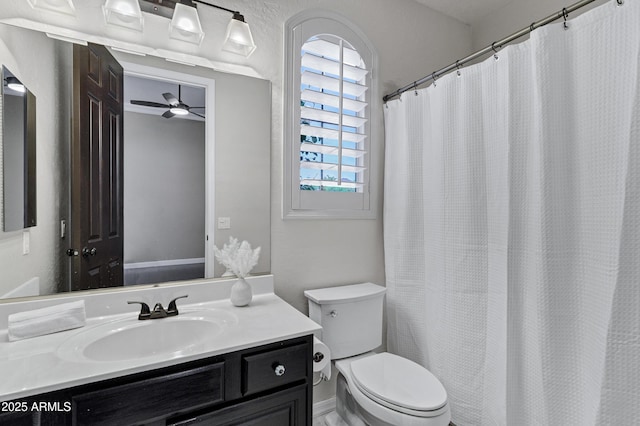 10310 N 135th Way, Scottsdale, AZ 85259 - bathroom featuring vanity, ceiling fan, and a shower with shower curtain