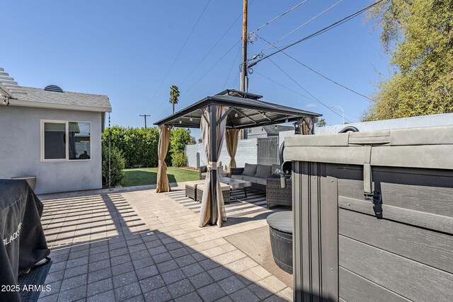 4402 E Montecito Ave, Phoenix, AZ 85018 - view of patio with outdoor lounge area, a gazebo, and a fenced backyard