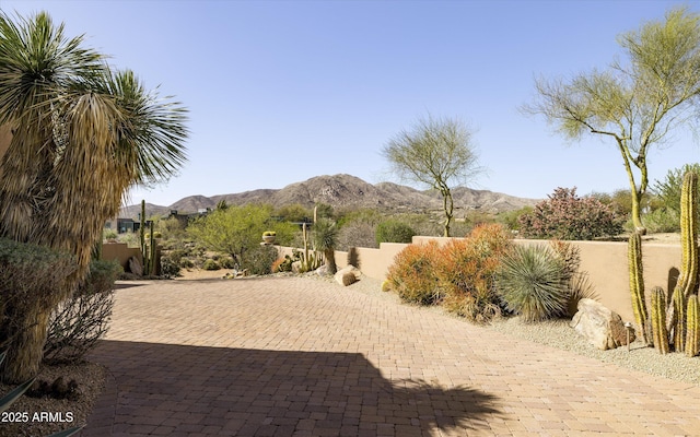 11457 E Salero Dr, Scottsdale, AZ 85262 - exterior space featuring a patio, a mountain view, and fence