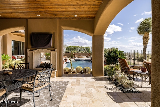 11457 E Salero Dr, Scottsdale, AZ 85262 - view of patio / terrace with fence and outdoor dining area