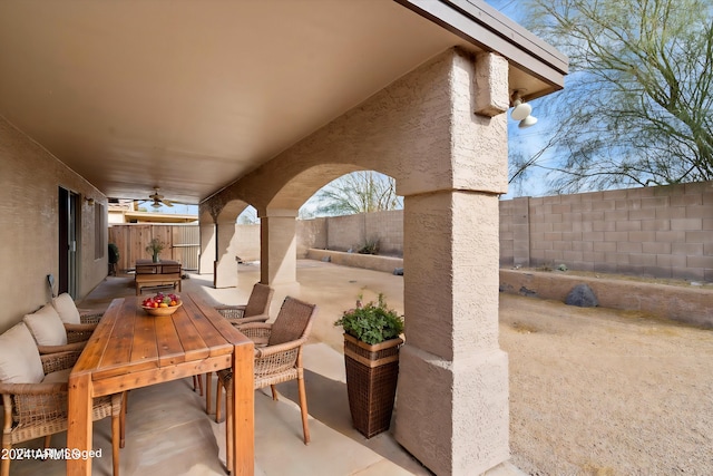 view of patio / terrace with ceiling fan