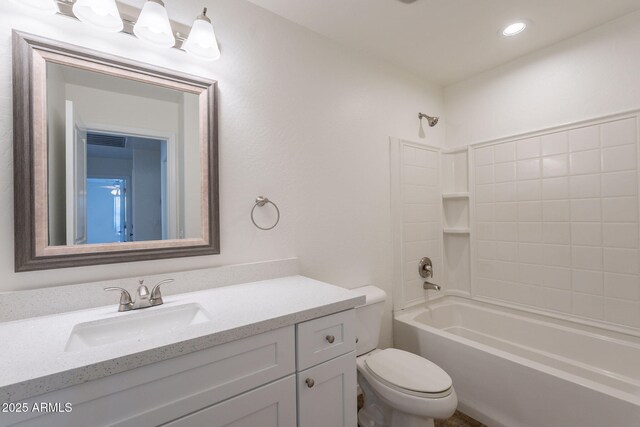 8854 W Aster Dr, Peoria, AZ 85381 - full bath with toilet, vanity, shower / bath combination, and recessed lighting