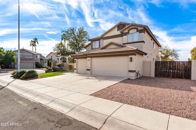 front of property with a garage