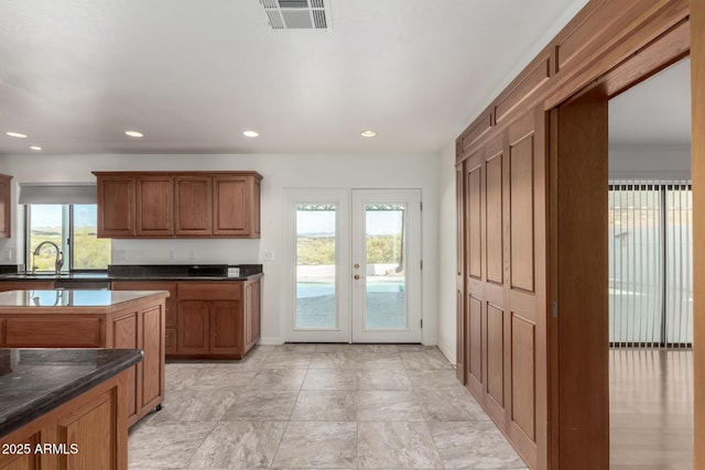 kitchen featuring sink and french doors