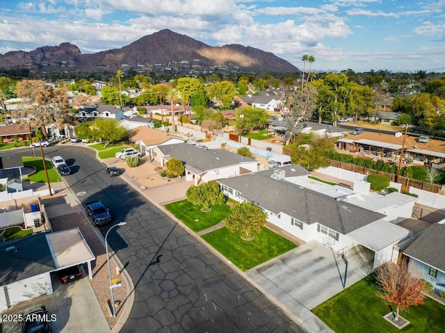 aerial view with a mountain view