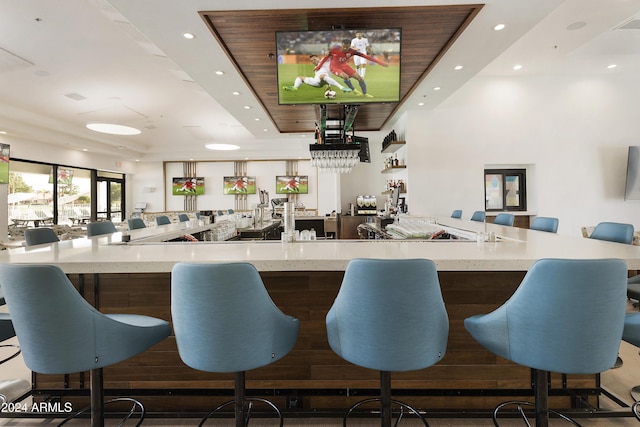 bar with wooden ceiling