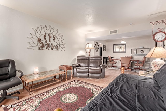 view of tiled living room