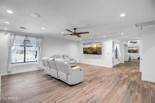 35005 N Central Ave, Phoenix, AZ 85086 - living area featuring ceiling fan, light wood finished floors, recessed lighting, and baseboards