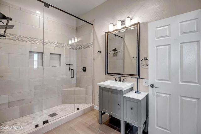 35005 N Central Ave, Phoenix, AZ 85086 - full bathroom with a shower stall, vanity, and wood finished floors