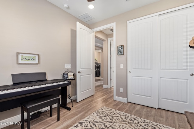 miscellaneous room featuring light wood-type flooring