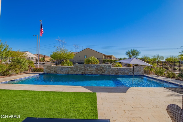 view of swimming pool with a patio