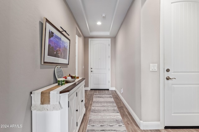 hall featuring light hardwood / wood-style flooring