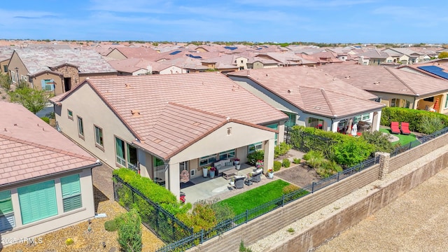 aerial view with a residential view