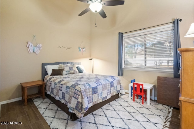 bedroom featuring ceiling fan