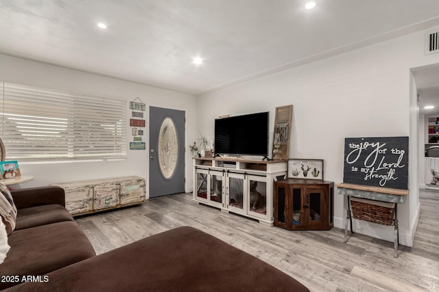 living room with hardwood / wood-style floors