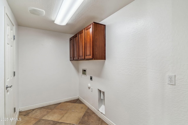 laundry area with washer hookup, electric dryer hookup, visible vents, cabinet space, and gas dryer hookup